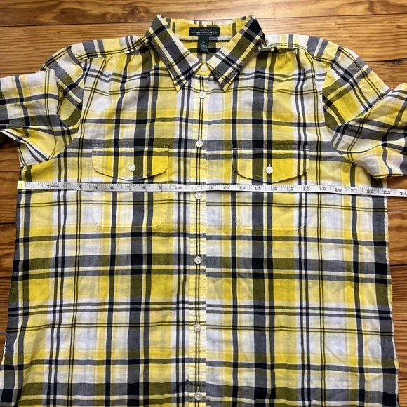 LRL Lauren Jeans Co Womens Plaid Shirt Button Up Size XL Yellow Lightweight - Picture 4 of 9